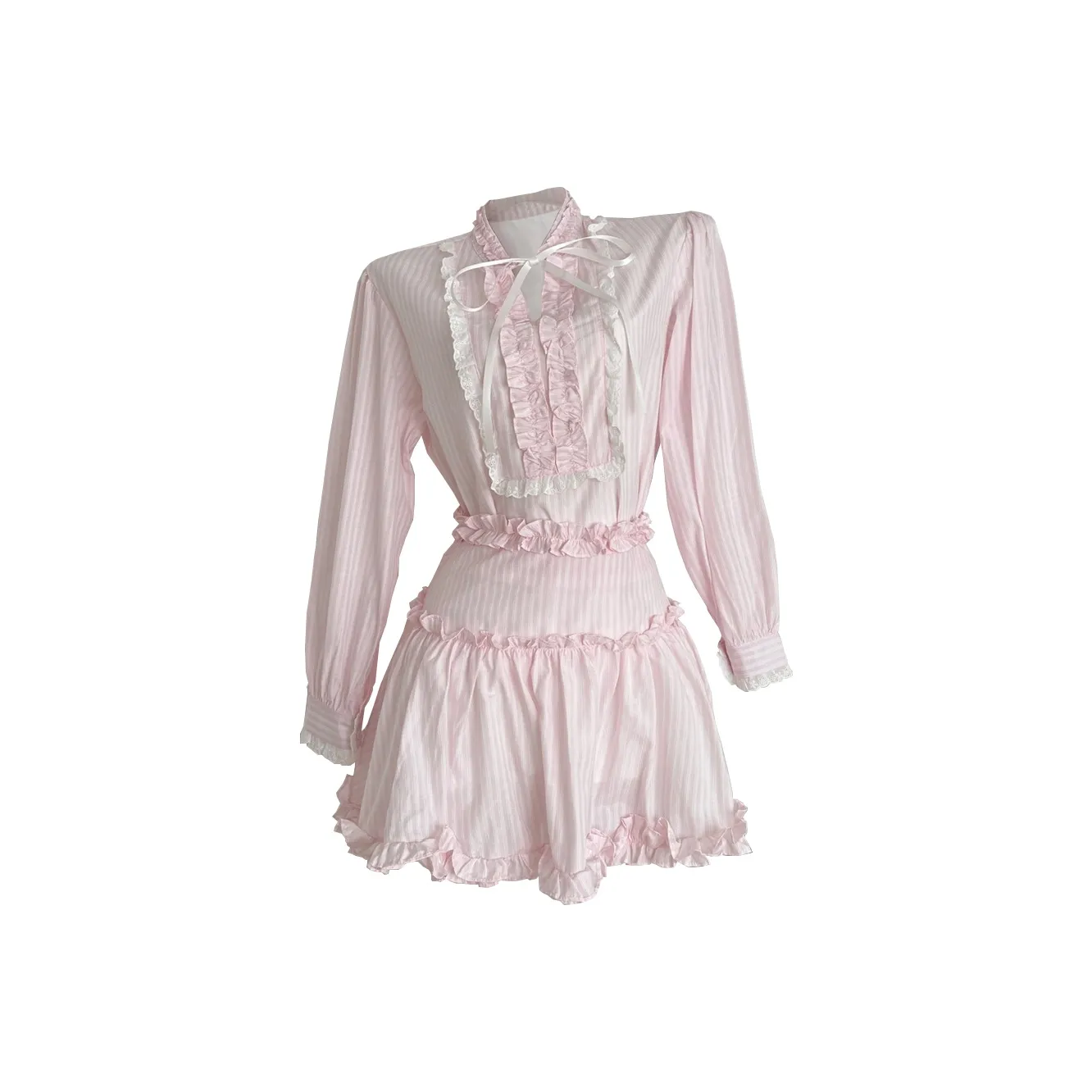 Meanalot Розовые Полосы Женские Комплекты с Юбкой