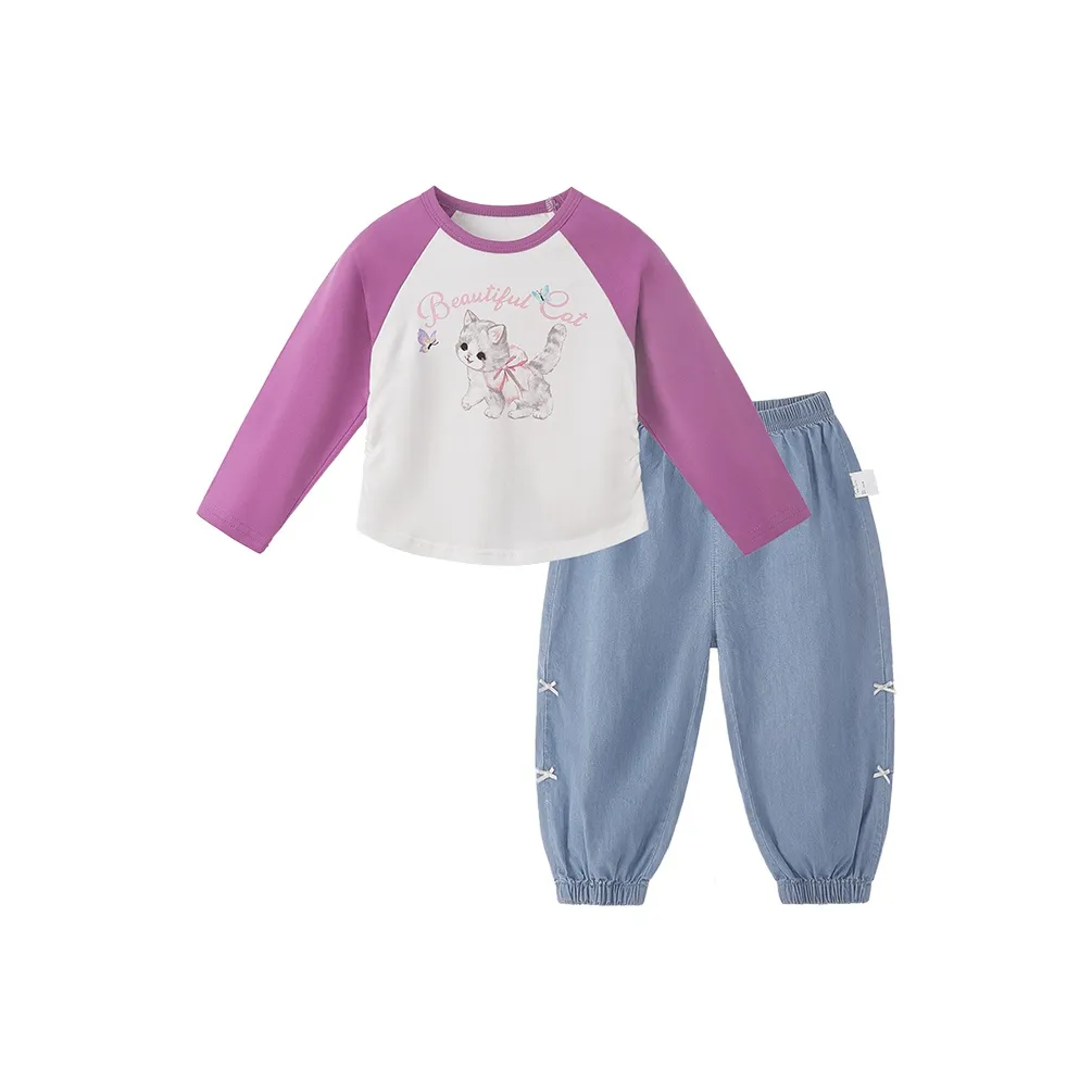 JELLYBABY Цветовой блок Длинный рукав Брюки Одежда Комплекты