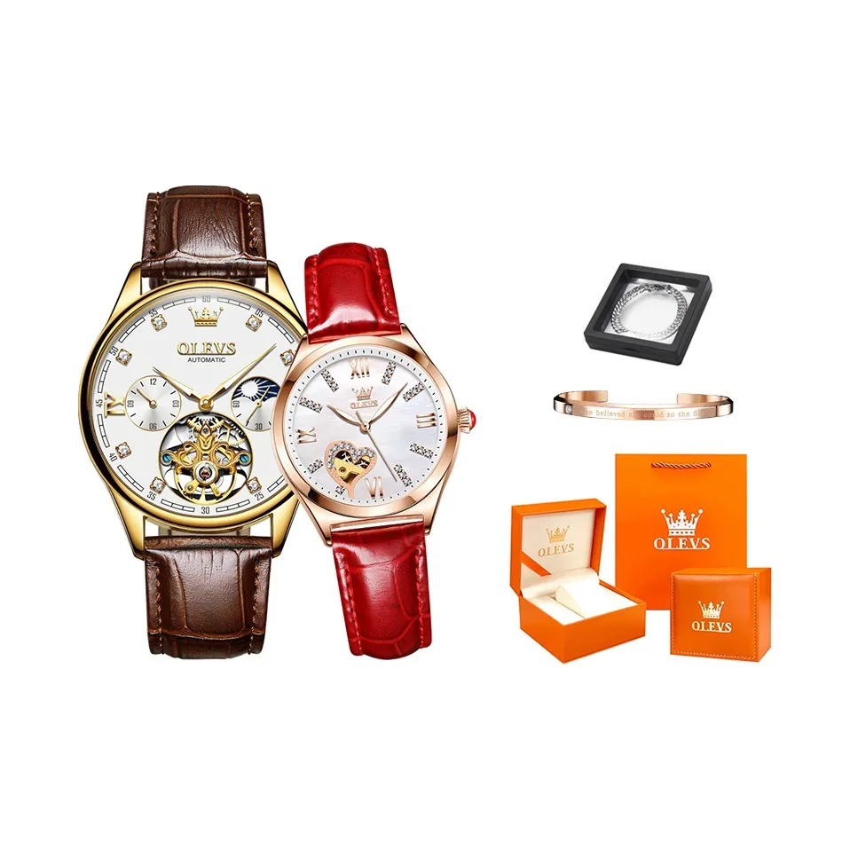 OLEVS Heart to Heart Knot Collection Mechanical Movement Watch Unisex White Dial