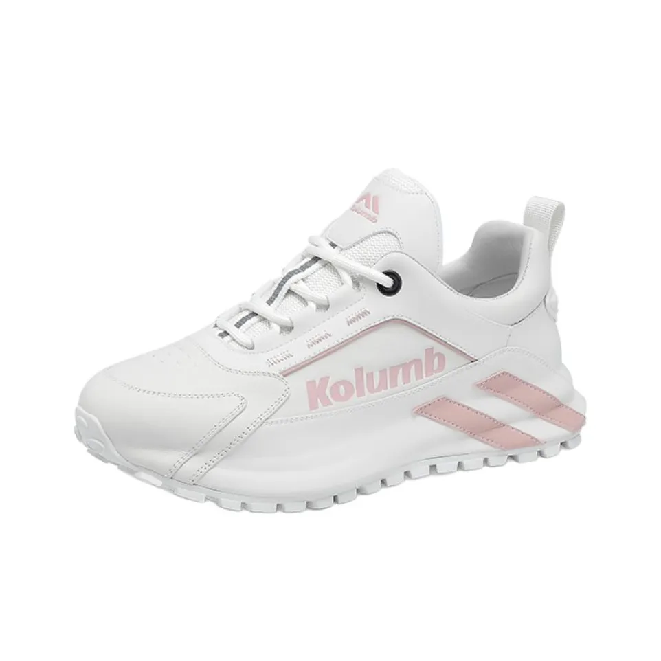 KOLUMB Легкий увеличивающий высоту устойчивый к истиранию низкий топ кроссовки с толстой подошвой женские белые розовые