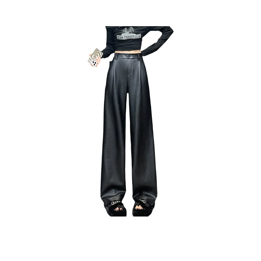 SITOL Черные Женские Кожаные Штаны