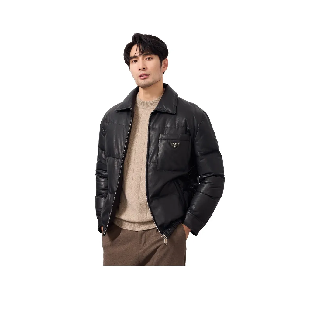 JIMU Черные Мужские Кожаные Куртки