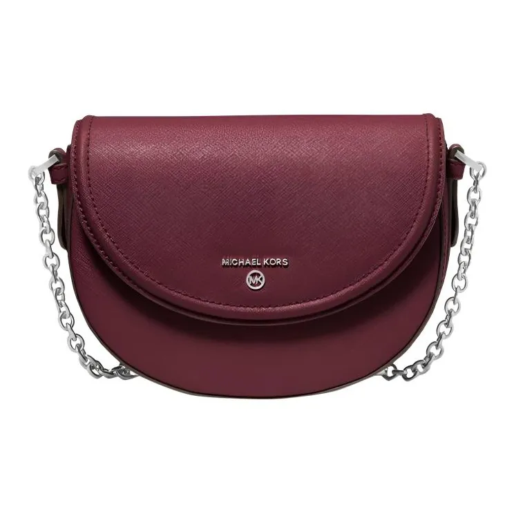 MICHAEL KORS Jet Set Charm Leather Saddle Bag, Shoulder Bag, Crossbody Bag Women's Dark Purple