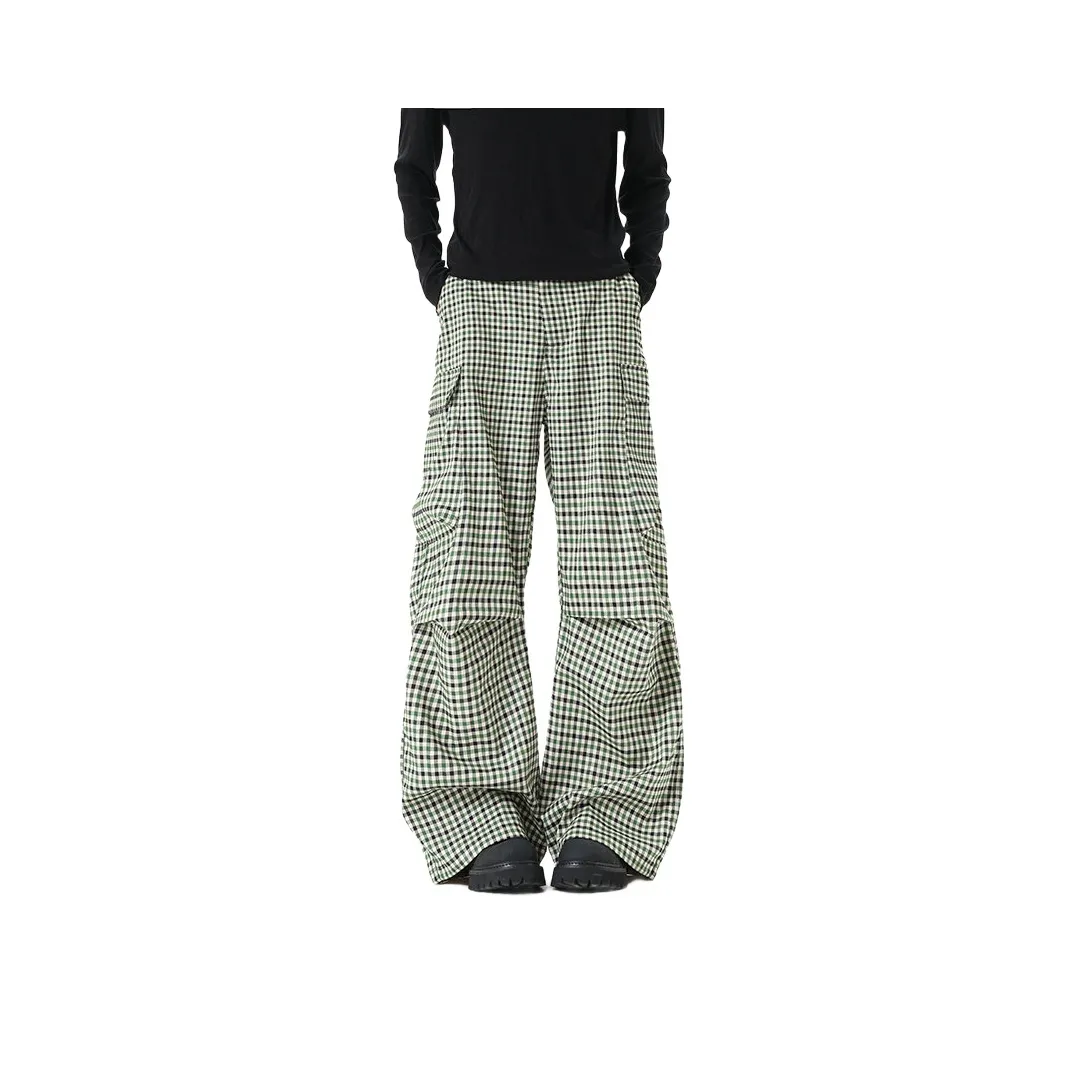 UNDERTIDES Зеленые клетчатые унисекс карго-брюки