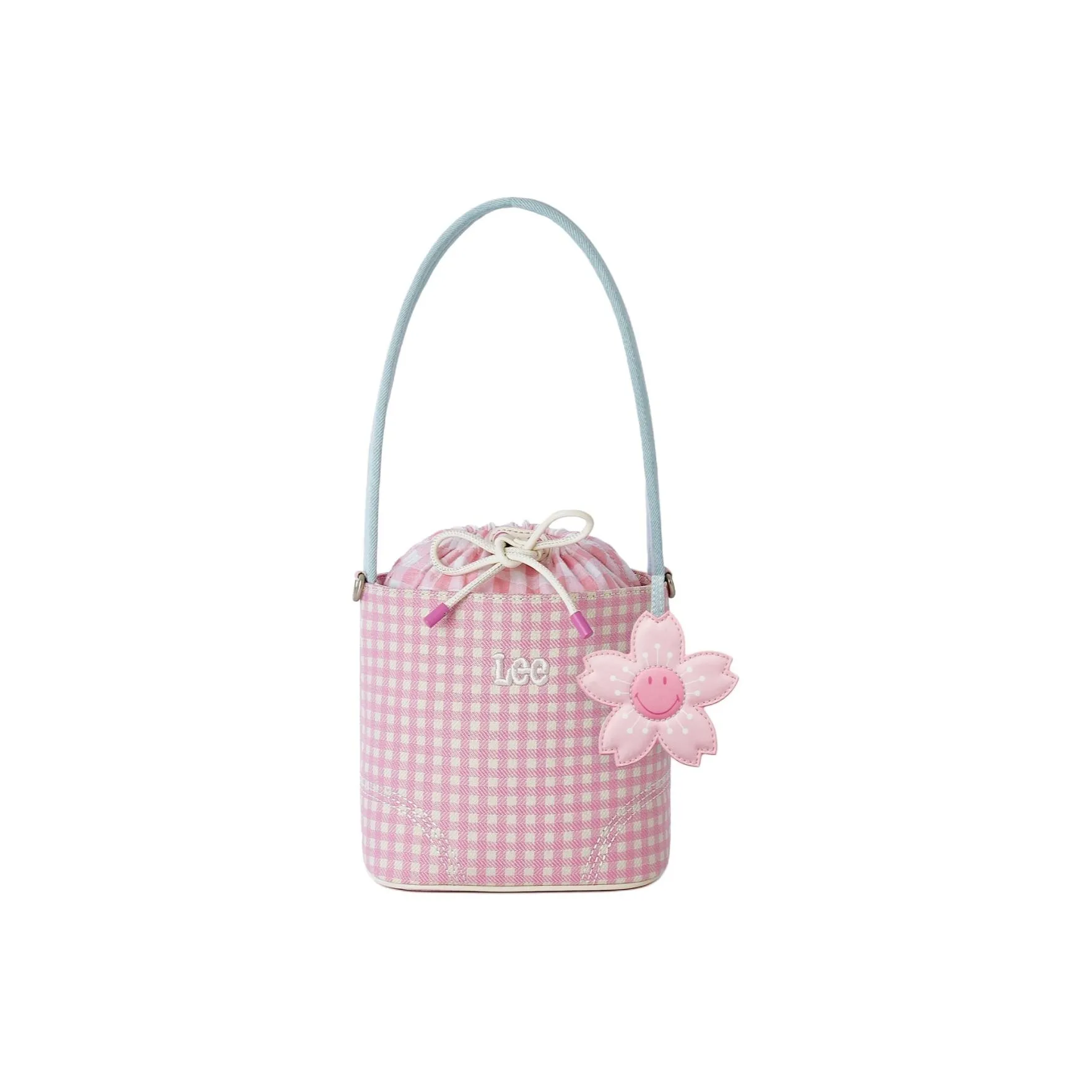Женская сумка Lee co-branded model ведрообразной формы сумка через плечо розовая клетка