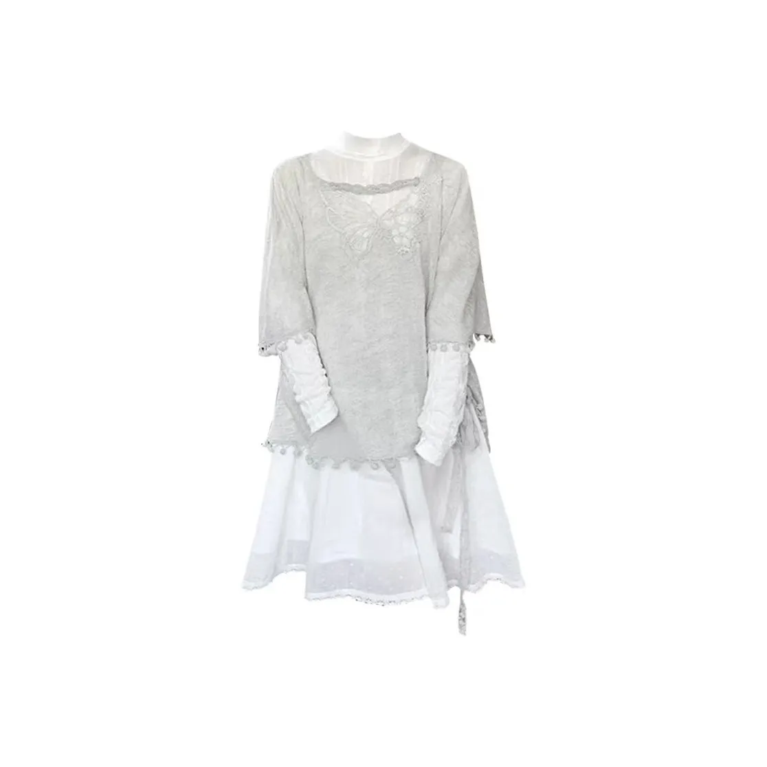 Meanalot Свет Чай Серый Бабочка COVER UP+Кружево Платье Женские Комплекты с юбкой