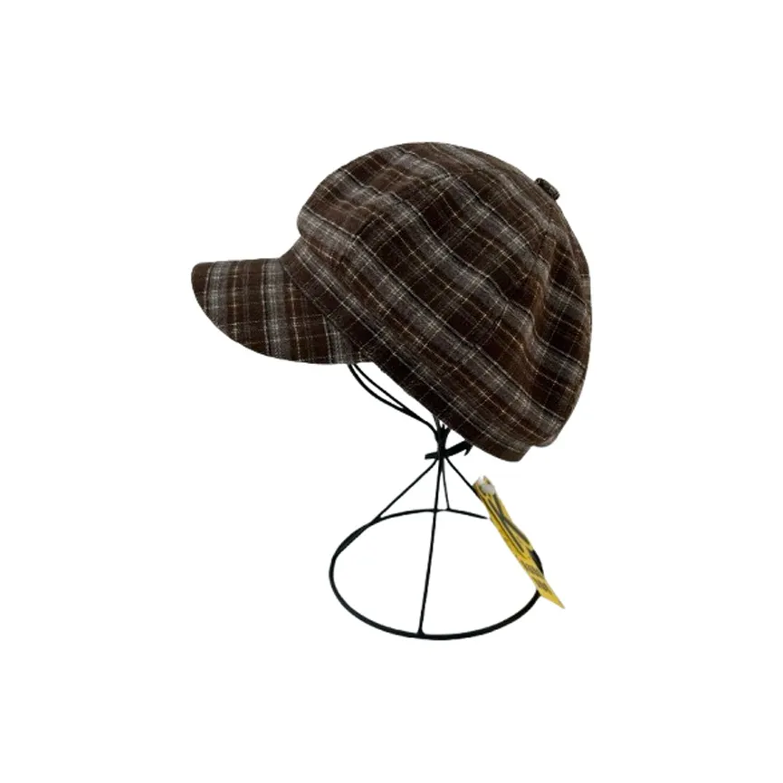 KKV Винтаж Клетчатый Берет Лицо Шоу Маленький PAINTER Берет Восьмиугольная кепка Trend Унисекс