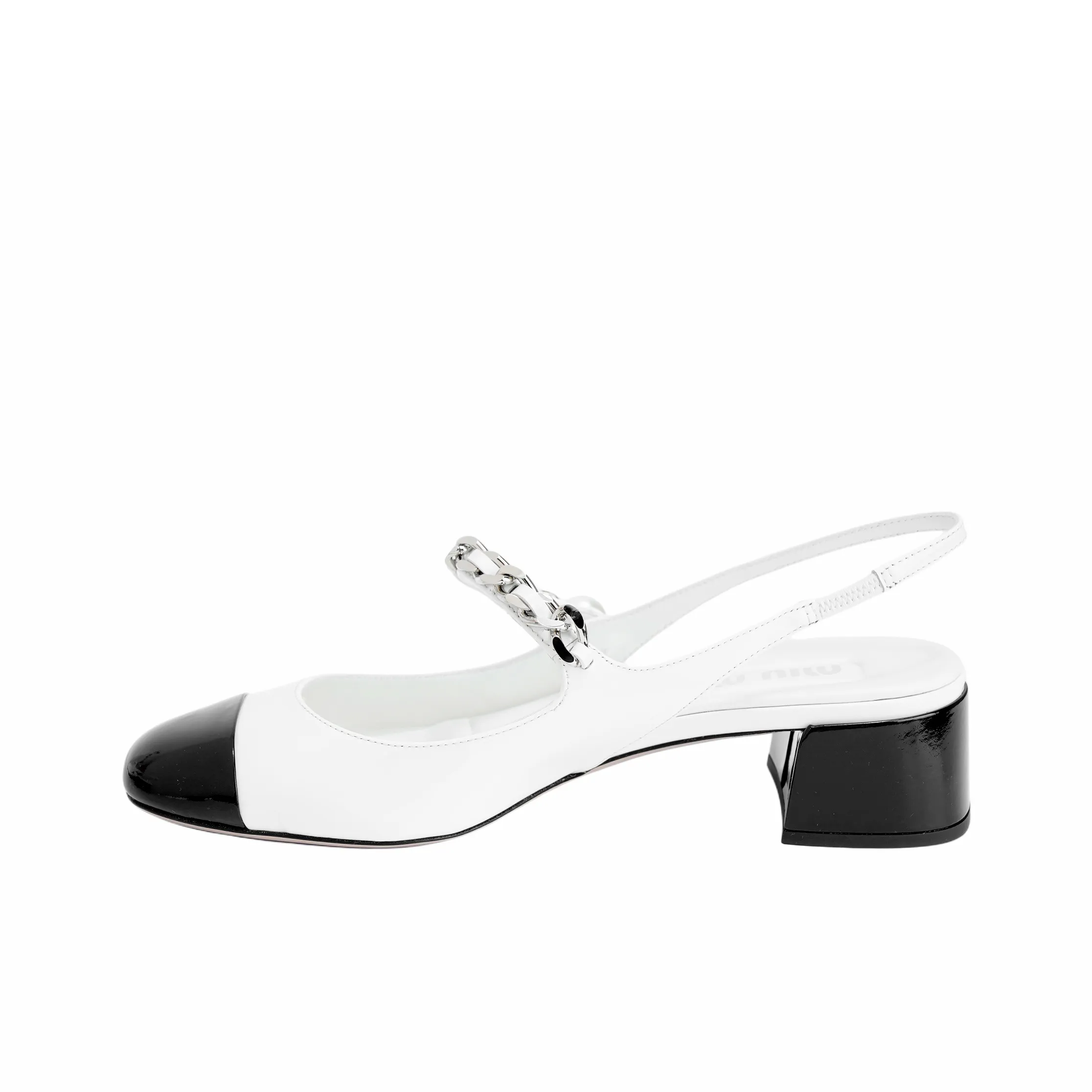 MIU MIU Qixi Festival Collection Chunky Heel High Heels 3.5cm Women's White Black