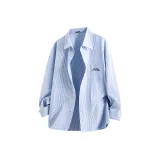 [두께감 있는 옥스퍼드] 블루 화이트 스트라이프 (Ma Shan Chuan 가슴 로고)