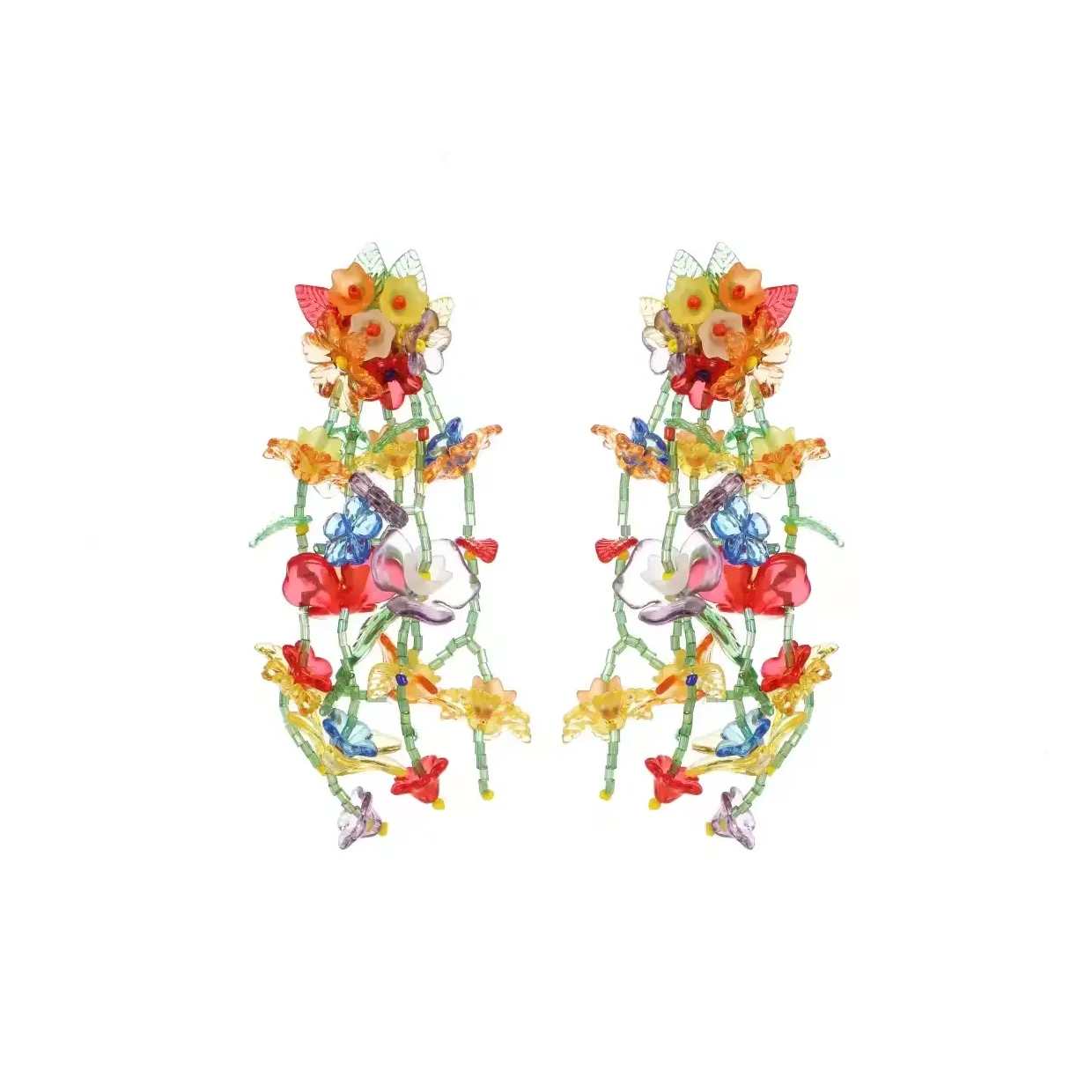 YOUWEI Смола Seaside Перегибанный Многоцветный Вирусный Instagram Бусины Серьги-кольца Женские