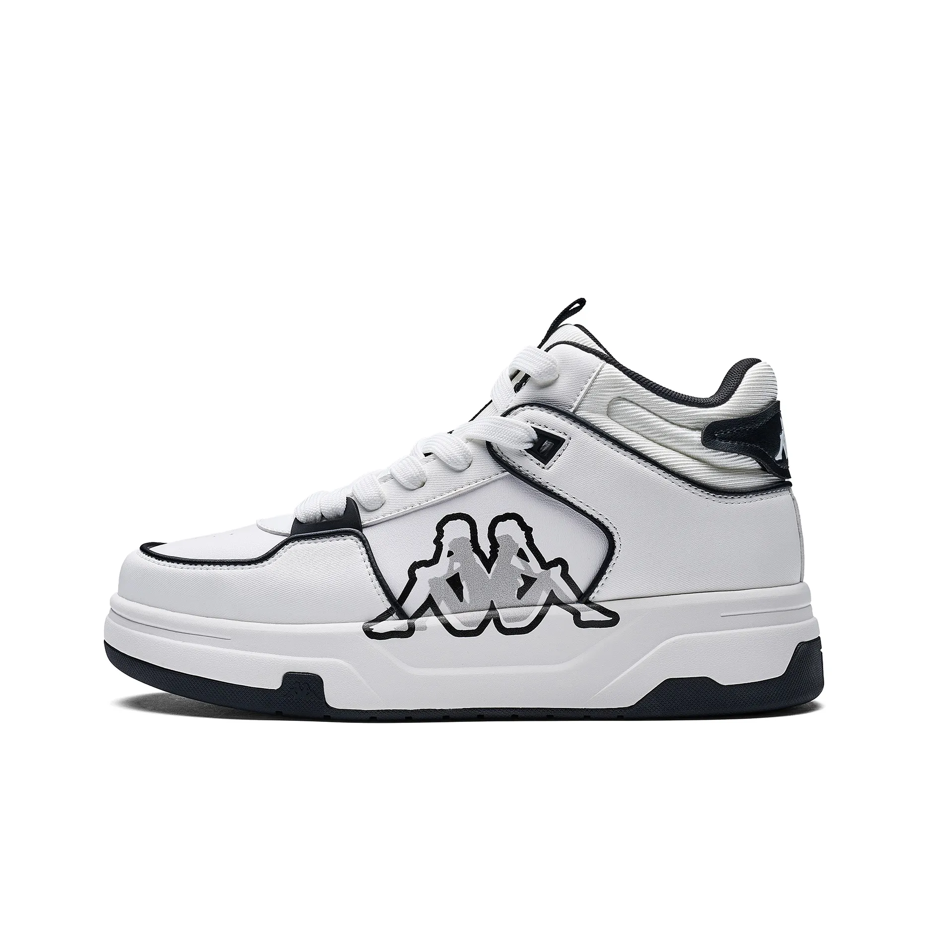 KAPPA Спина к Спине Износостойкий и Легкий Высокий Топ Скейтборд Кроссовки Унисекс Белый Черный