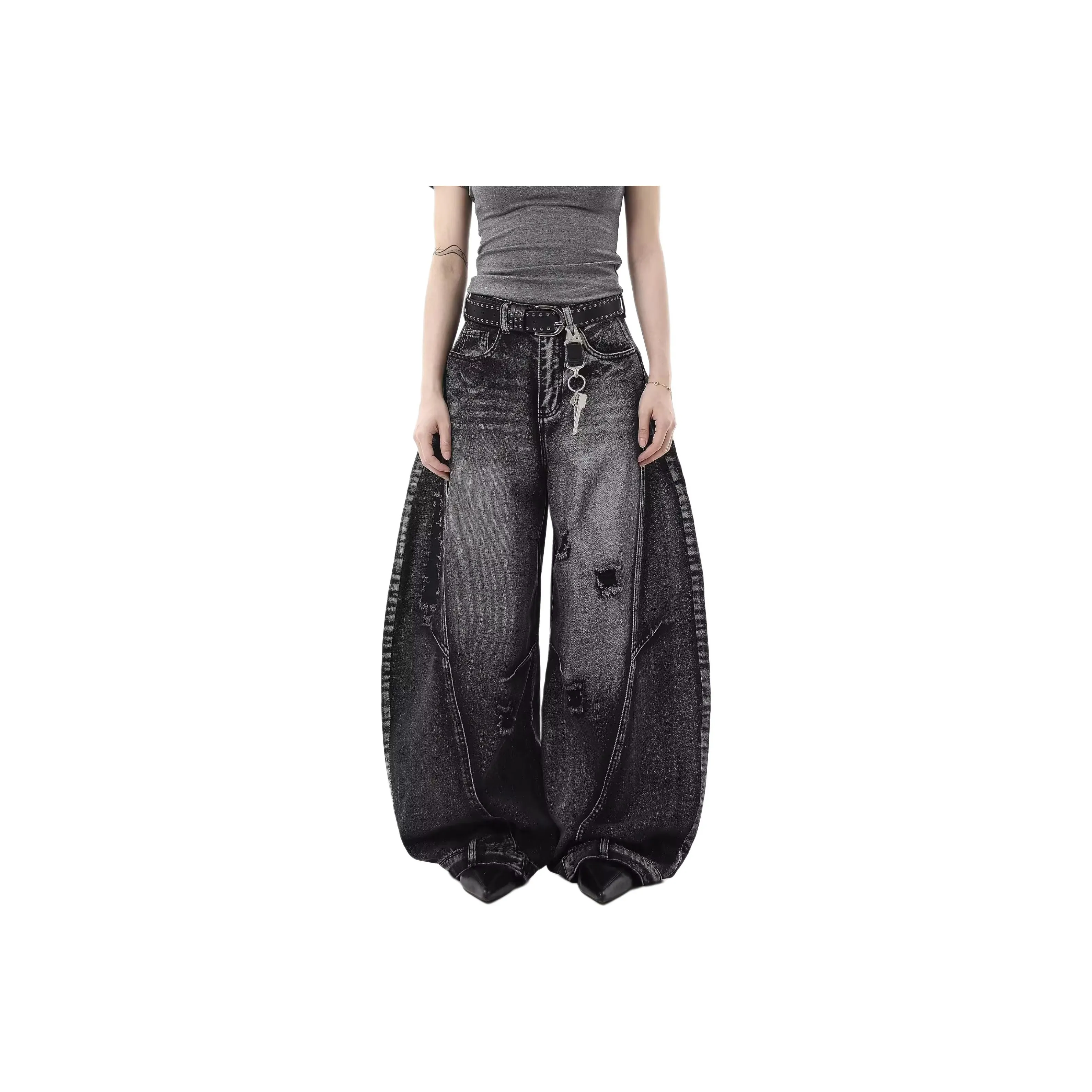 KAIZZGAO Черные Мужские Джинсы