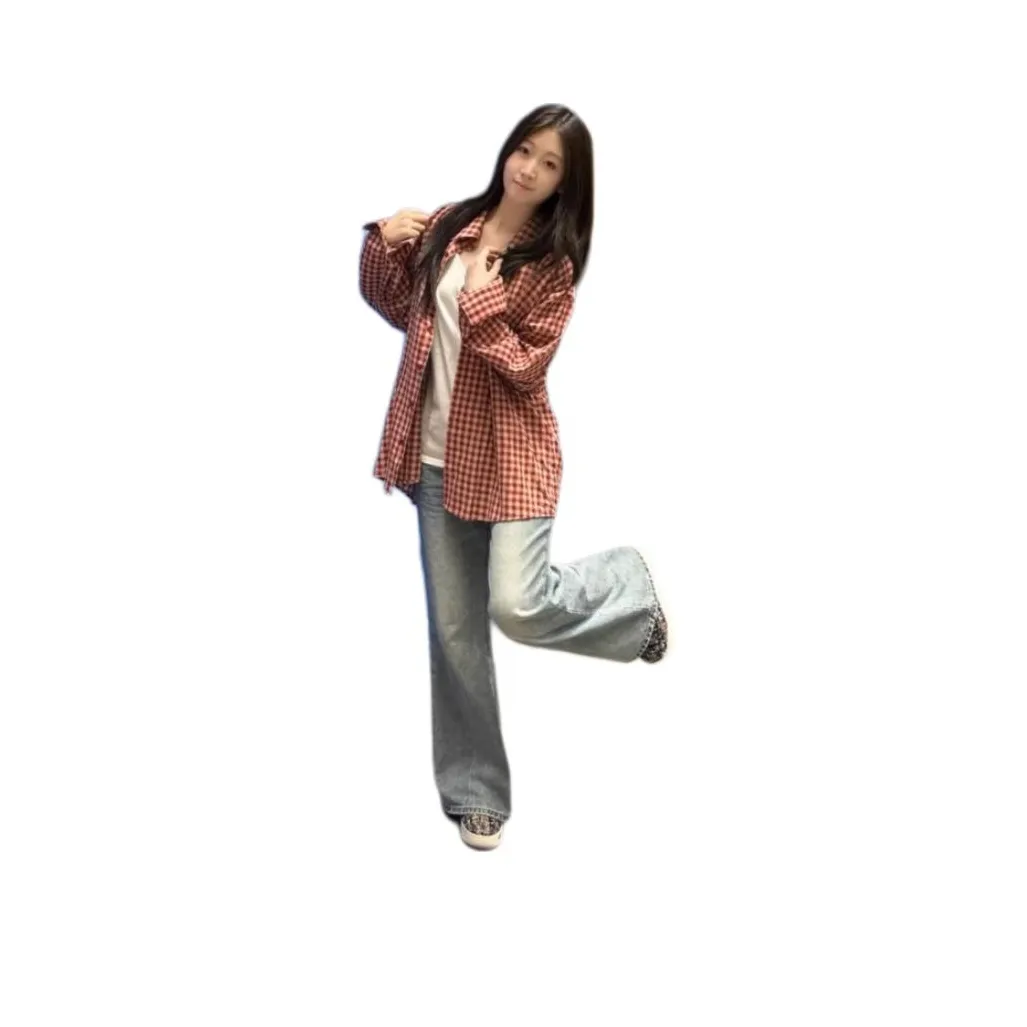 HKPXR Красная клетка Женские рубашки