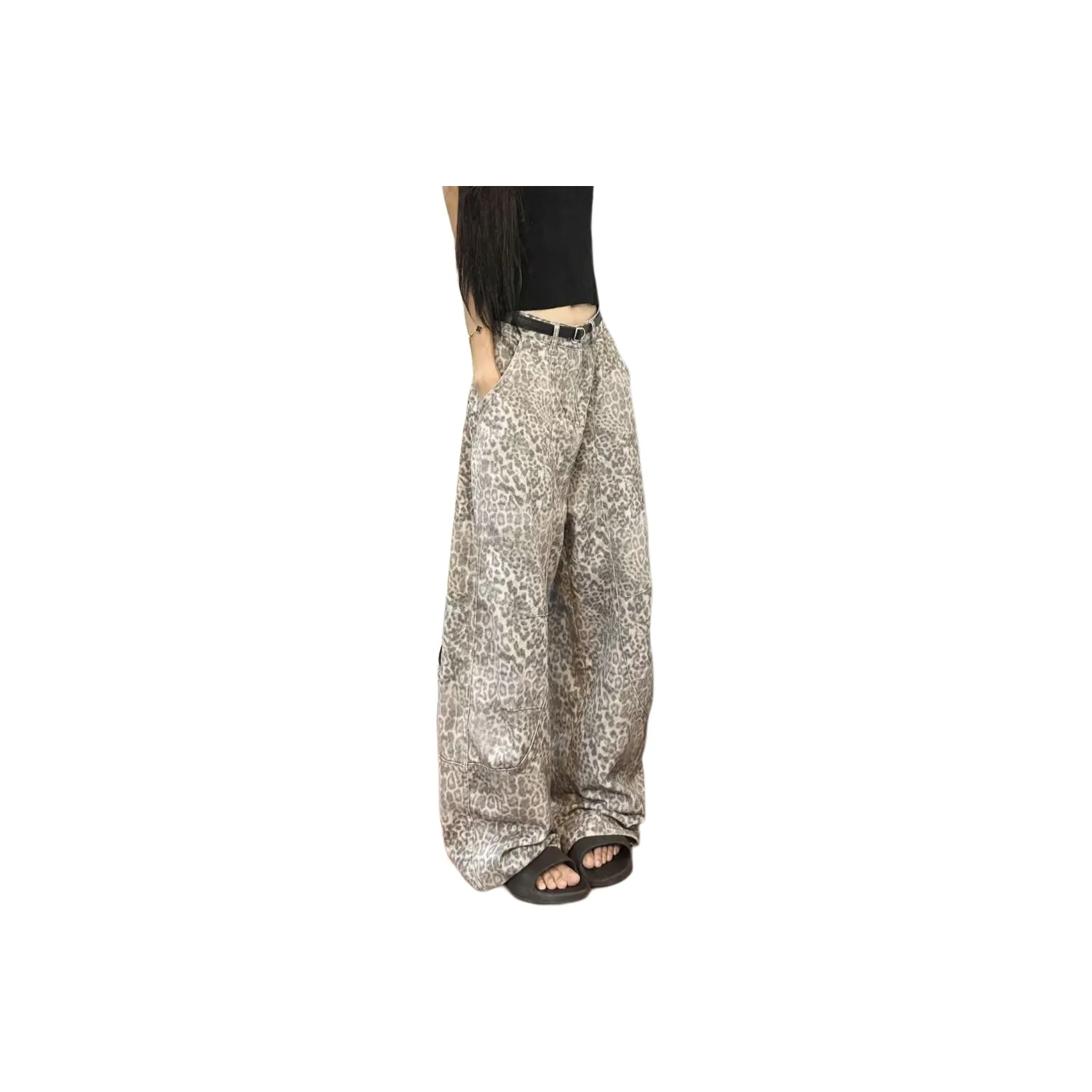 SAGP Белый Леопард С принтом Унисекс Джинсы