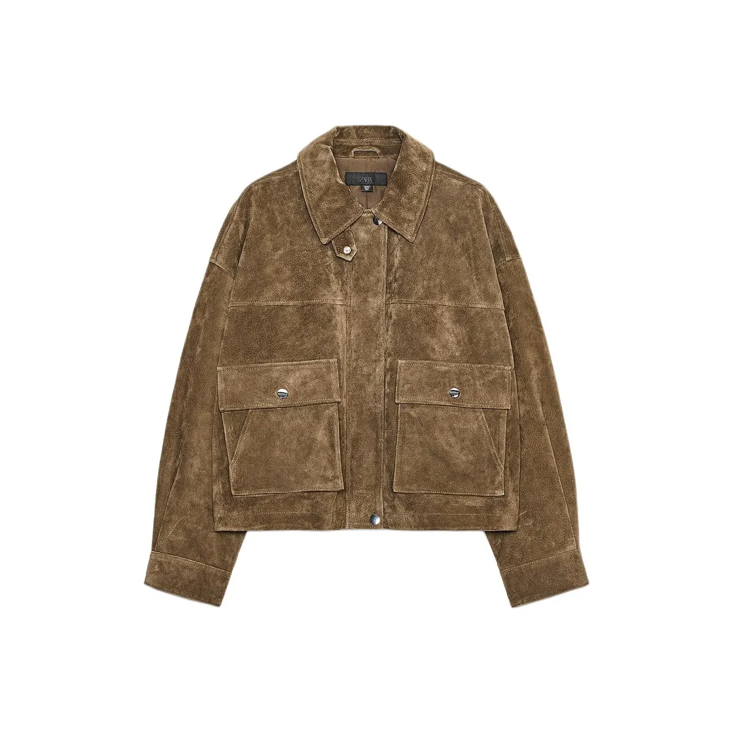 ZARA Khaki Женские Кожаные Куртки