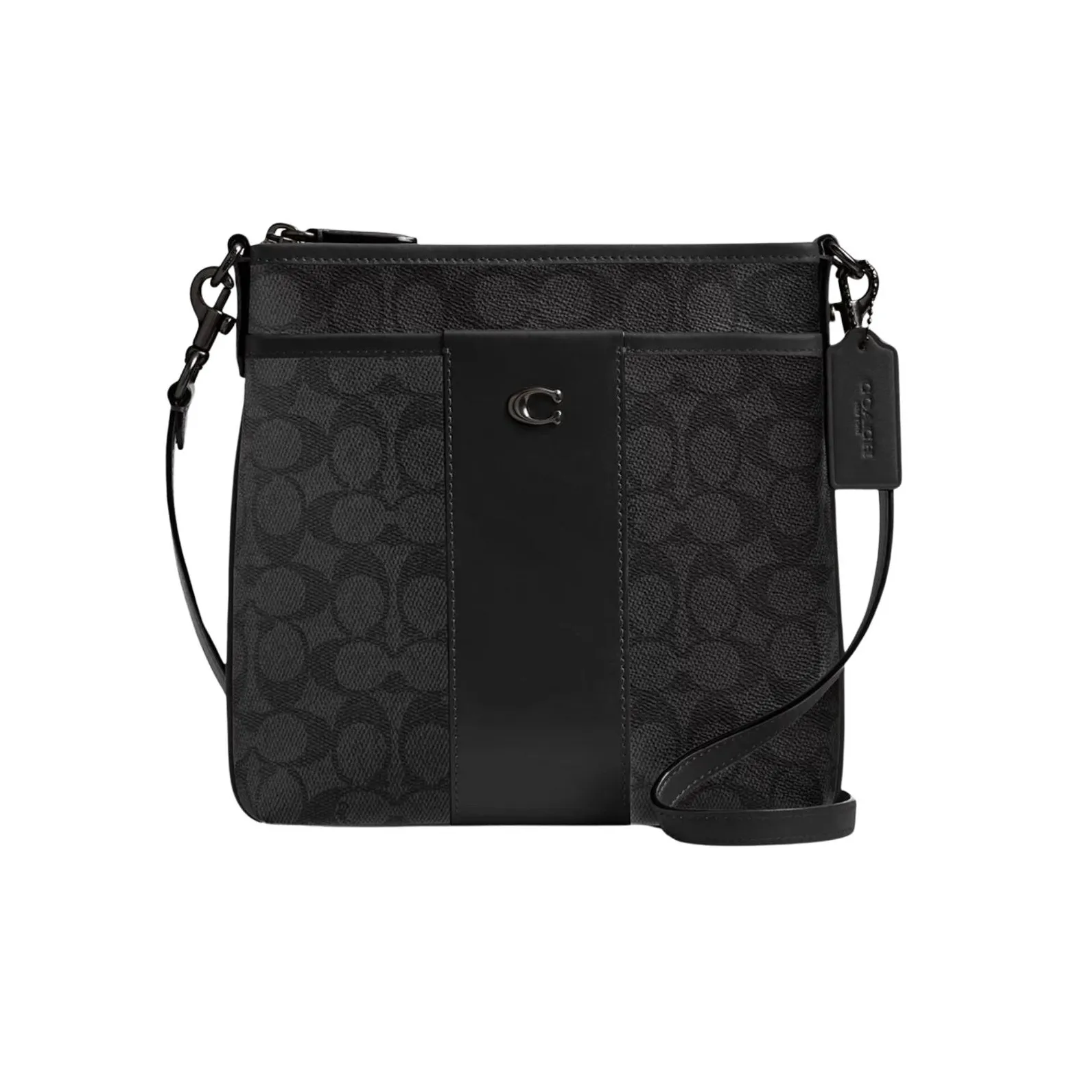 COACH Kitt Покрытие Холст Сумка через плечо Сумка на плечо Маленькая Мужская Угольный Черный