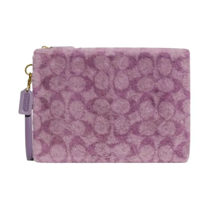 COACH Charter Shearling Clutch Large Women's Purple