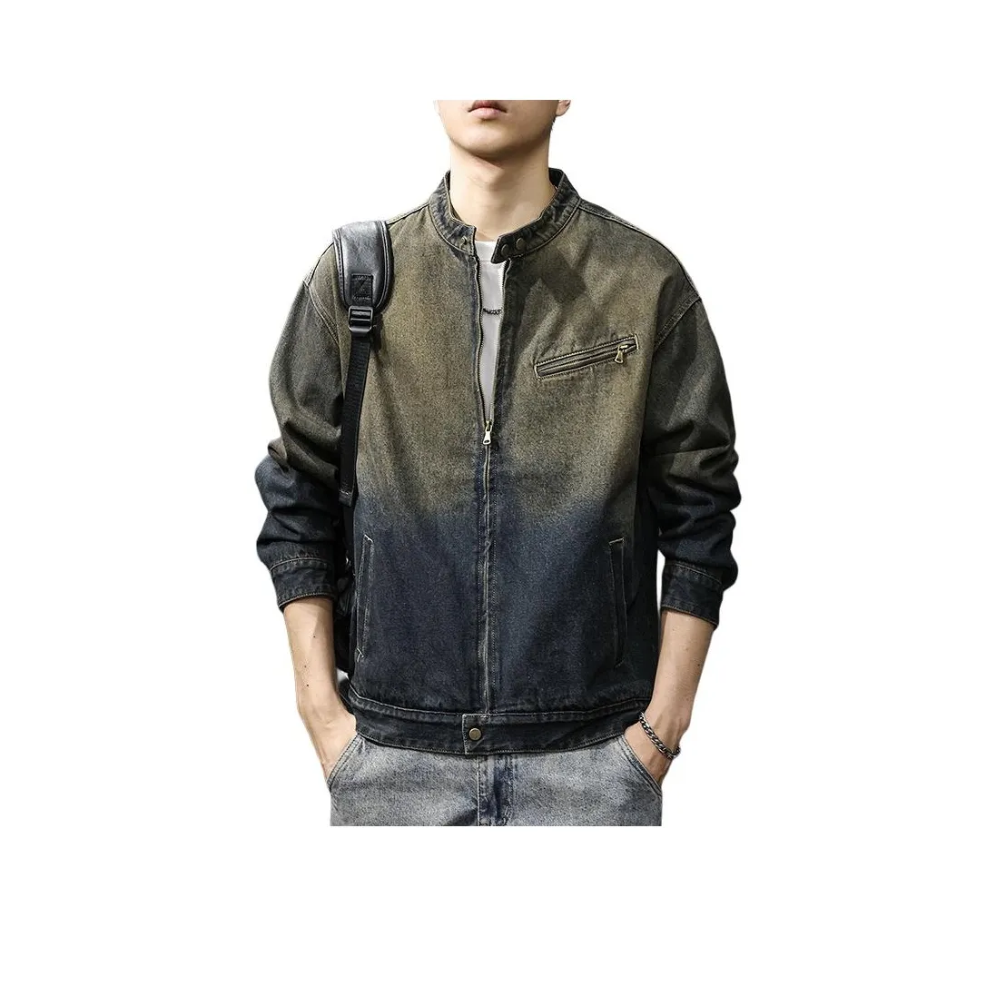 QIANJINNIU Синий Черный Мужской Джинсовые Куртки