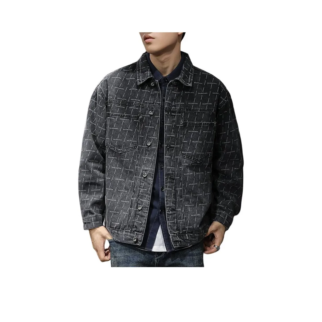 QIANJINNIU Серый Мужской Джинсовые Куртки