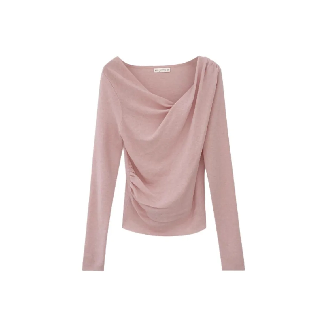 IUNOP Весенний Осенний Плиссированный Топ с Утяжкой на Талии Женский