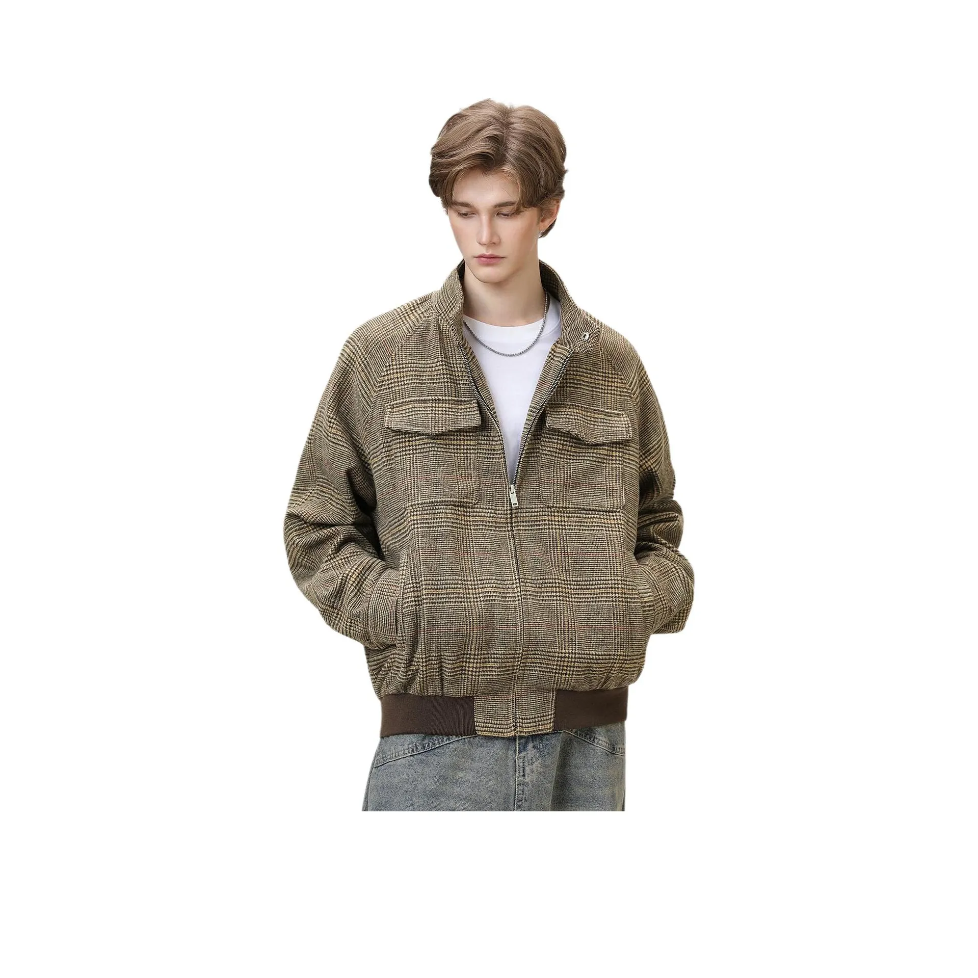 FOMOCE Коричневая клетка Унисекс Куртки