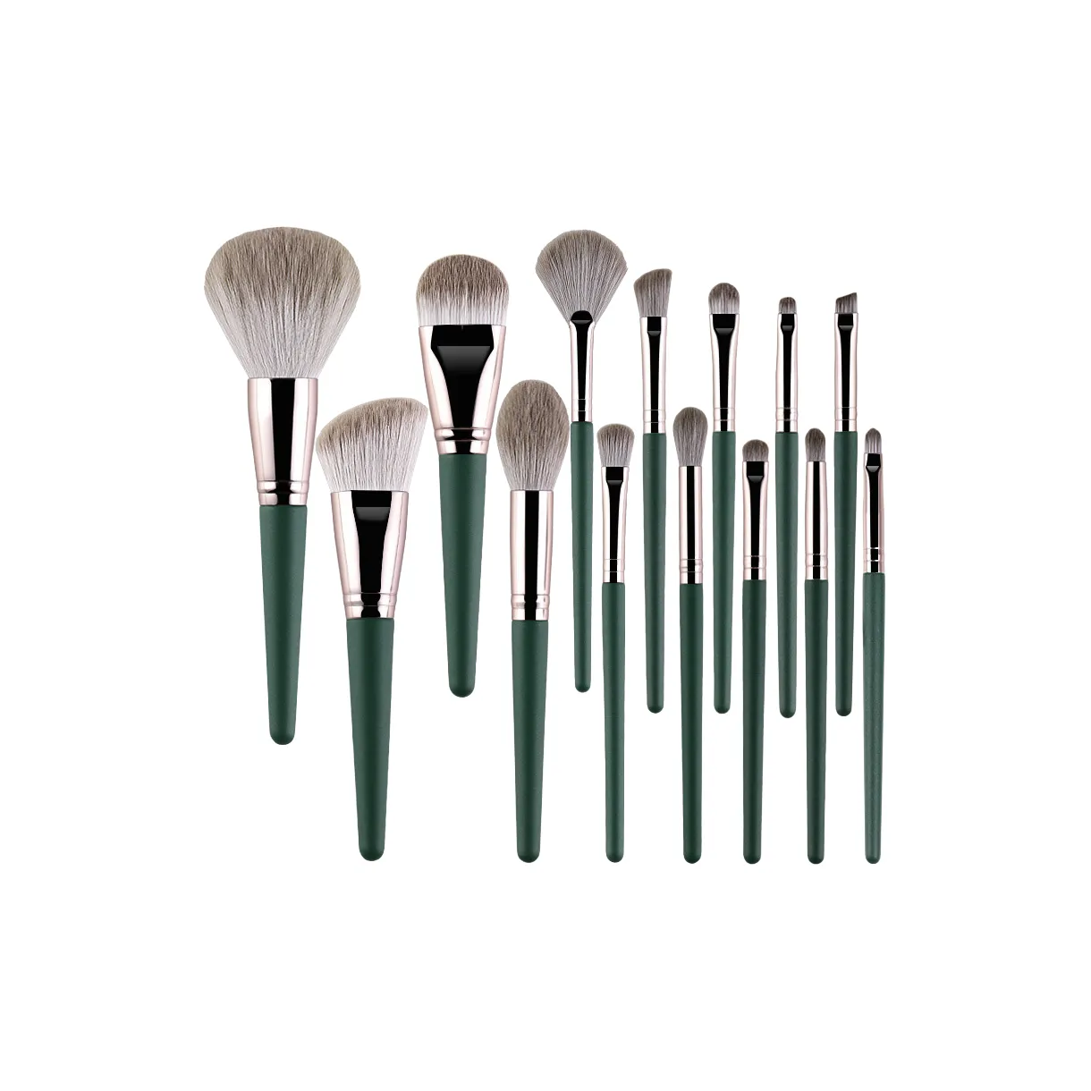 OLOEY 14 шт Зеленый Makeup Brush Clothing Sets Супермягкая Щетка для Макияжа из Кожи Loose Пава Щетка HOLDER и Сумка-ведро
