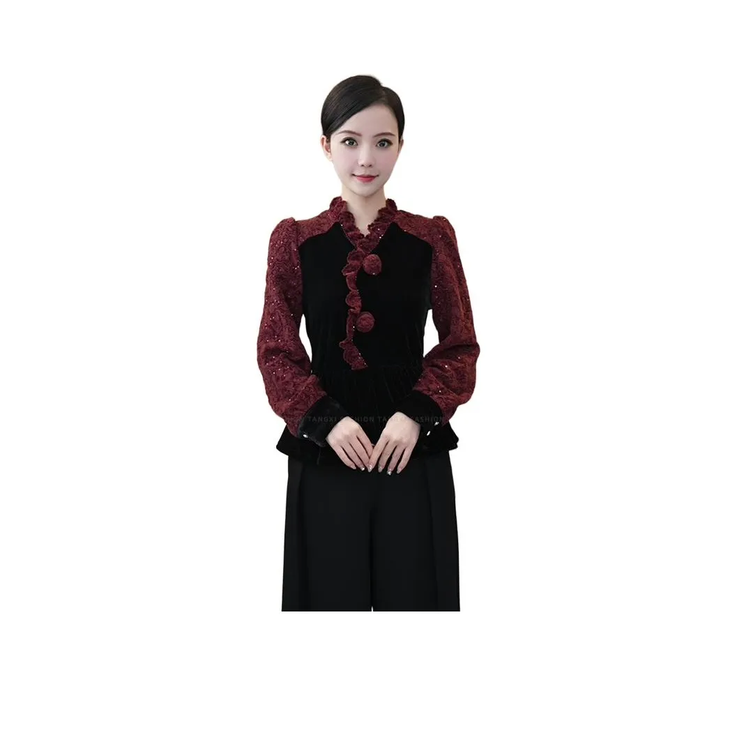 Tang Xi Черные Женские Рубашки