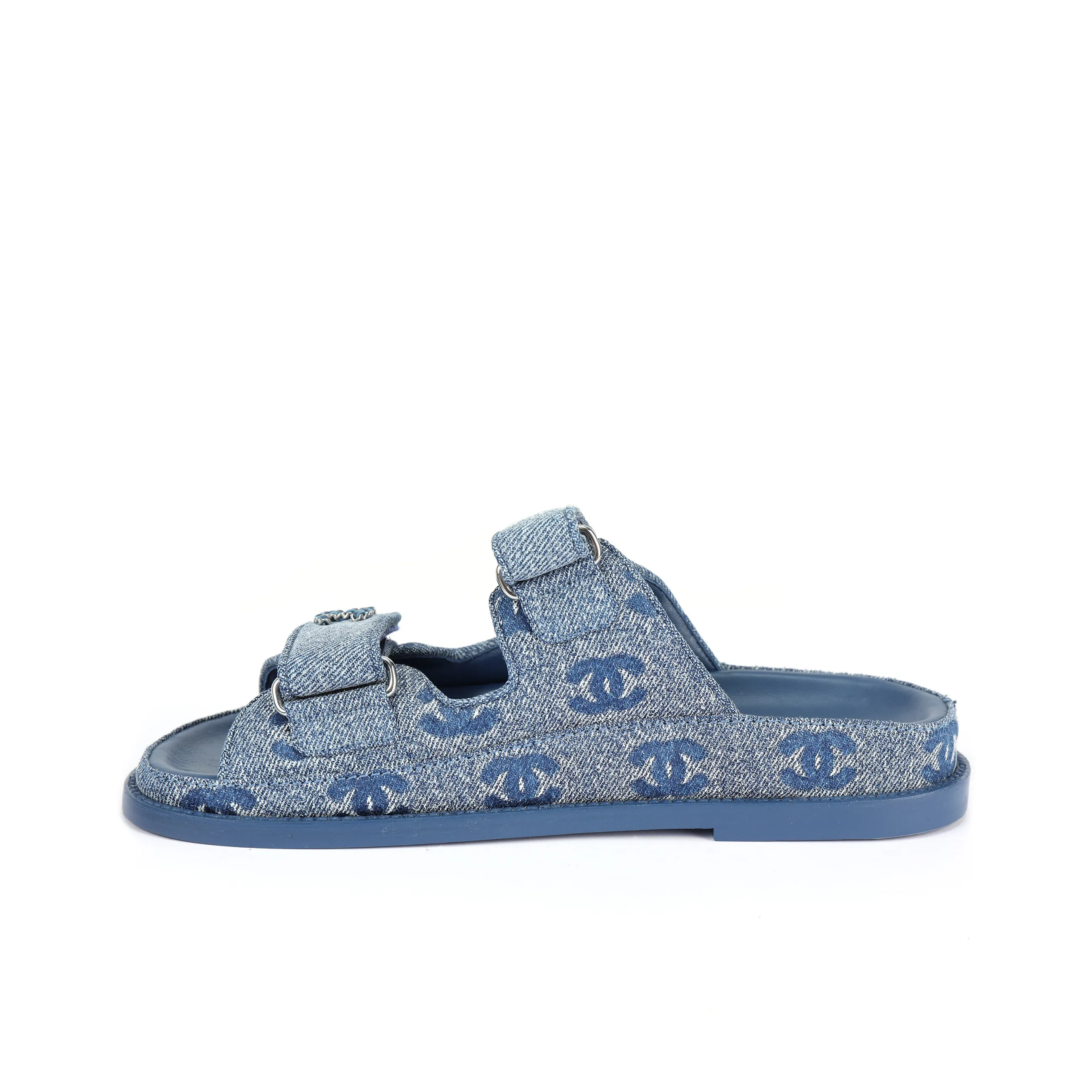 CHANEL Slide Slippers Women's Blue