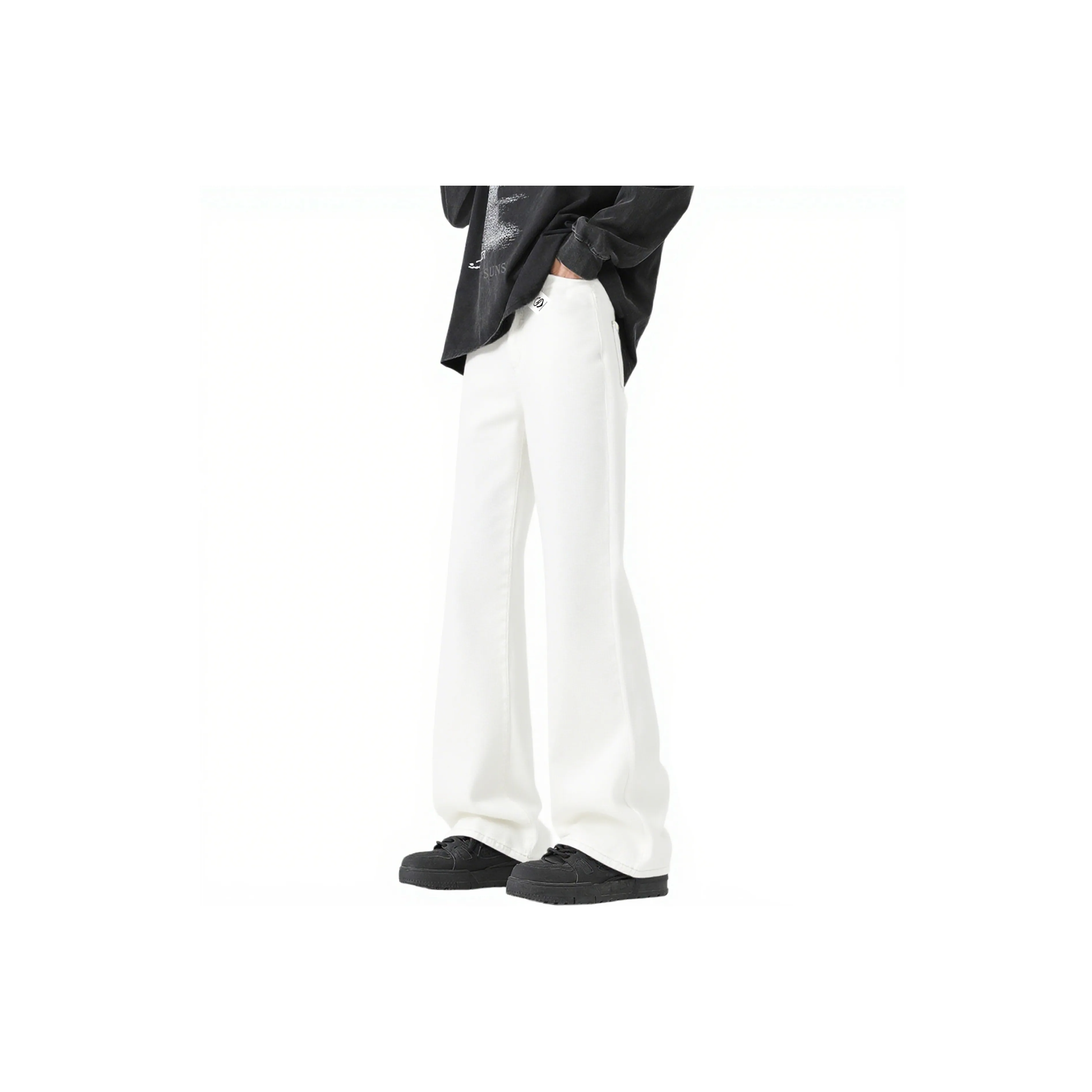 SUNSETMONENT Pearl White Unisex Jeans
