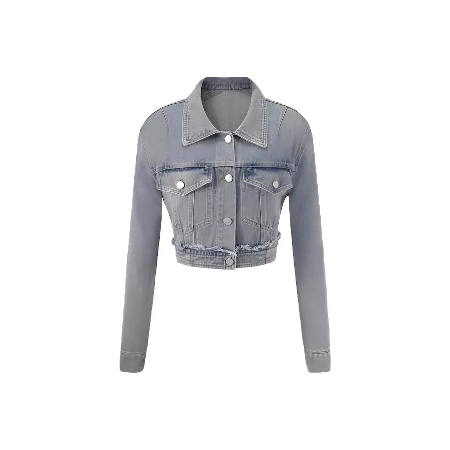 Leather Cat Denim Jacket Women's