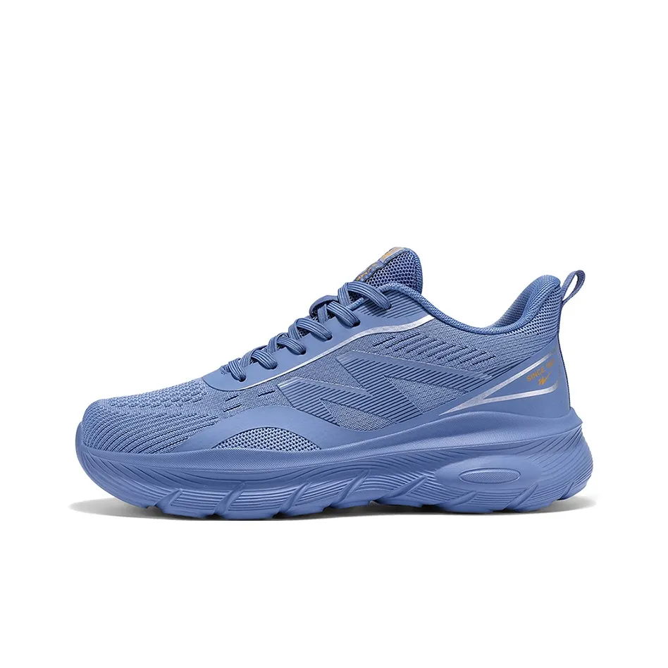 Binary Амортизация Oтскок Легкий Дышащий Противоскользящий Низкий Топ Беговые кроссовки Мужской Деним Синий