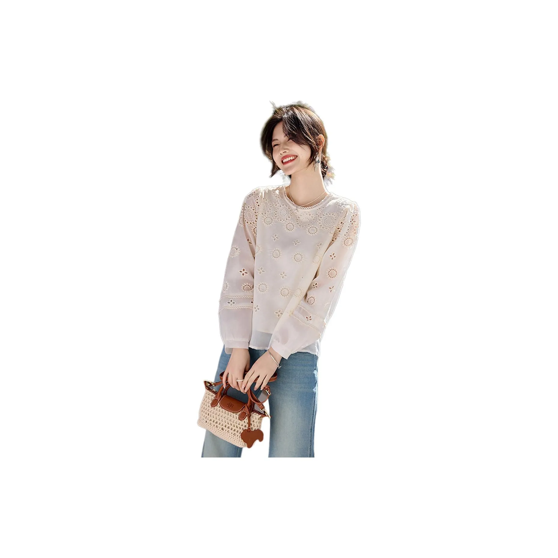 SHANGJING Бежевые Женские Рубашки