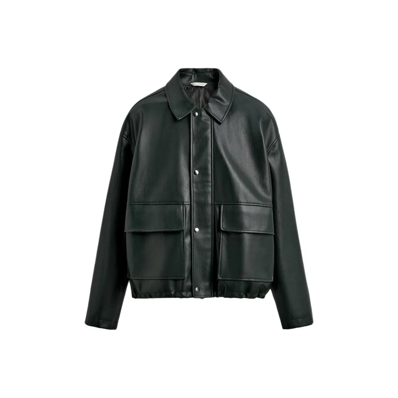 ZARA Темно-зеленый Мужская кожаная куртка