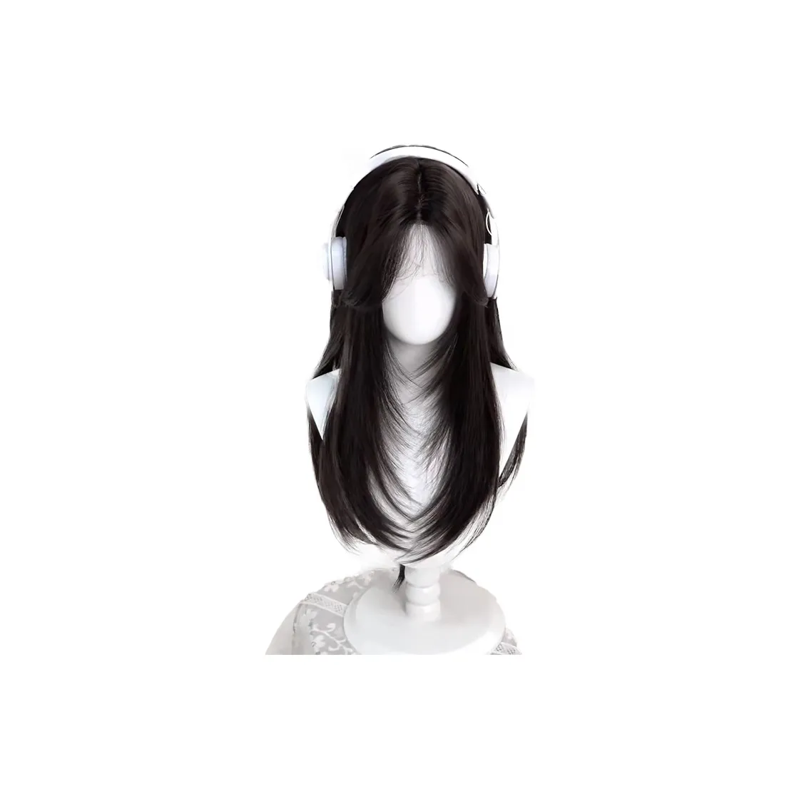 Northward Incline Темный чайный Средний Часть Длинный Прямые волосы Женская парик Высокая температура Пряжа