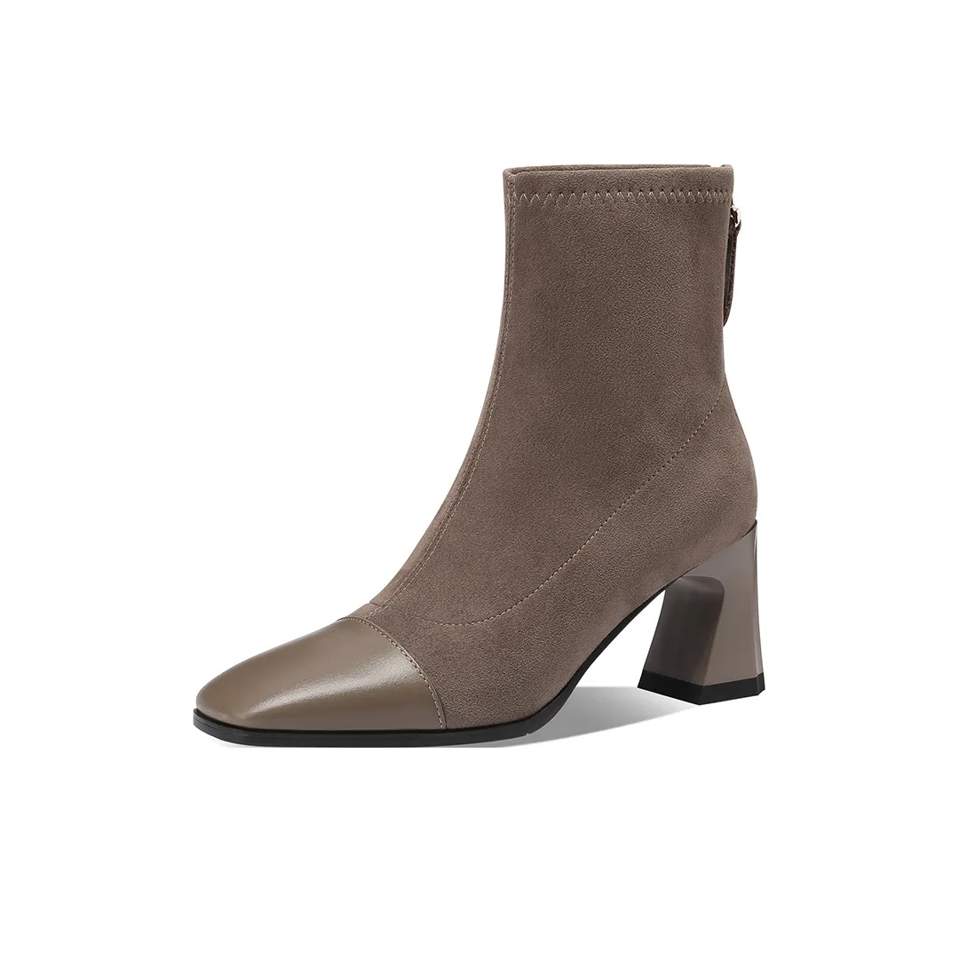 XICUNMINGWU Короткий Эластичный Каблук Ботинки Женские