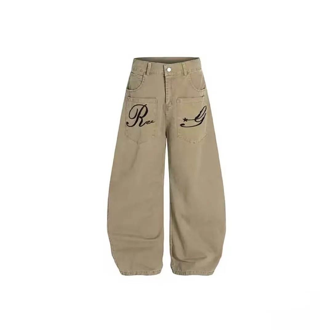 UOOHE Коричневый Унисекс Джинсы