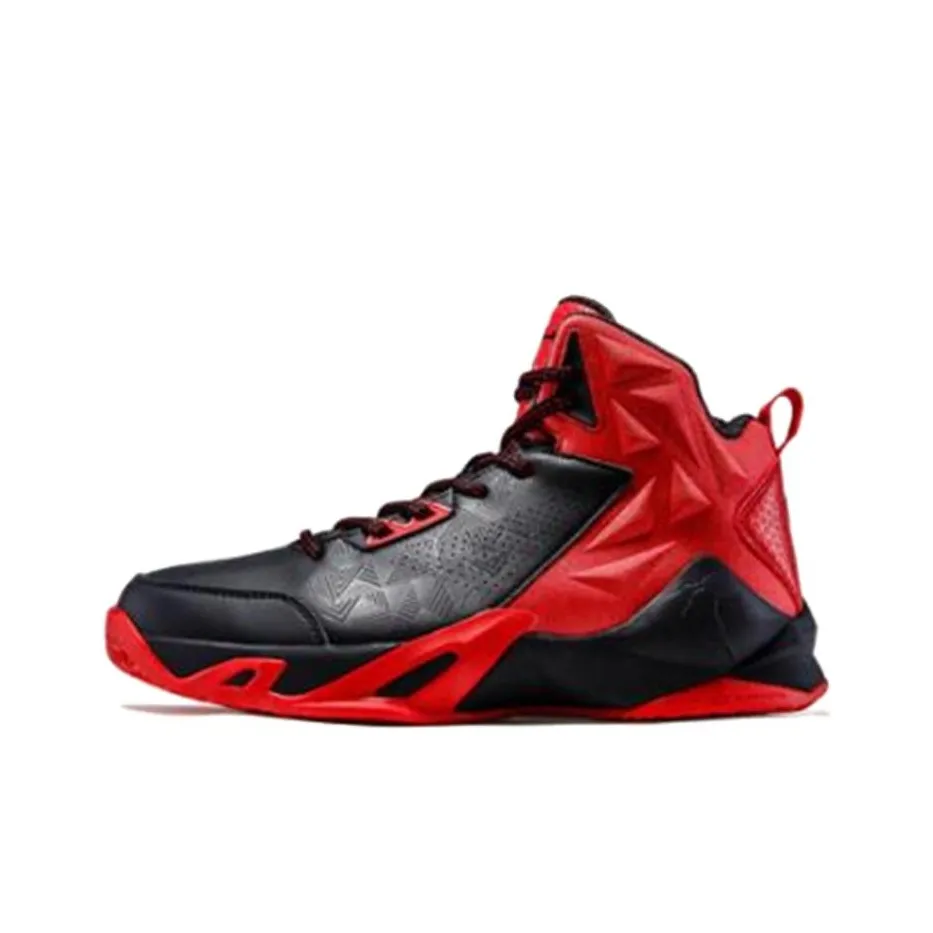 QIAODAN Амортизаторы Shock Slip-resistant Abrasion-resistant MID Топ Баскетбольные кроссовки Мужской Черный Jordan Красный