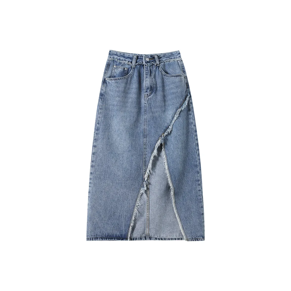 ZXBY Винтажный синий женский джинсовый длинный кардиган