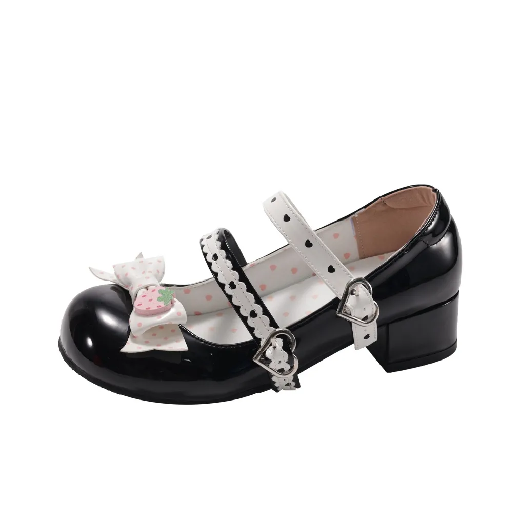 Wuji Квадратный каблук Милые туфли Мэри Джейн Женские