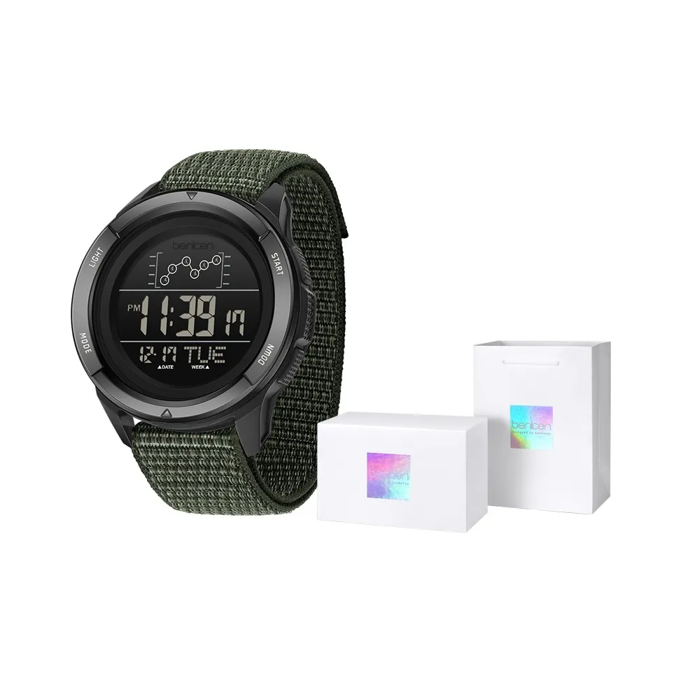 BENKEN Commander Electronic Механизм Нейлон Ремешок Часы Мужские Черный Циферблат