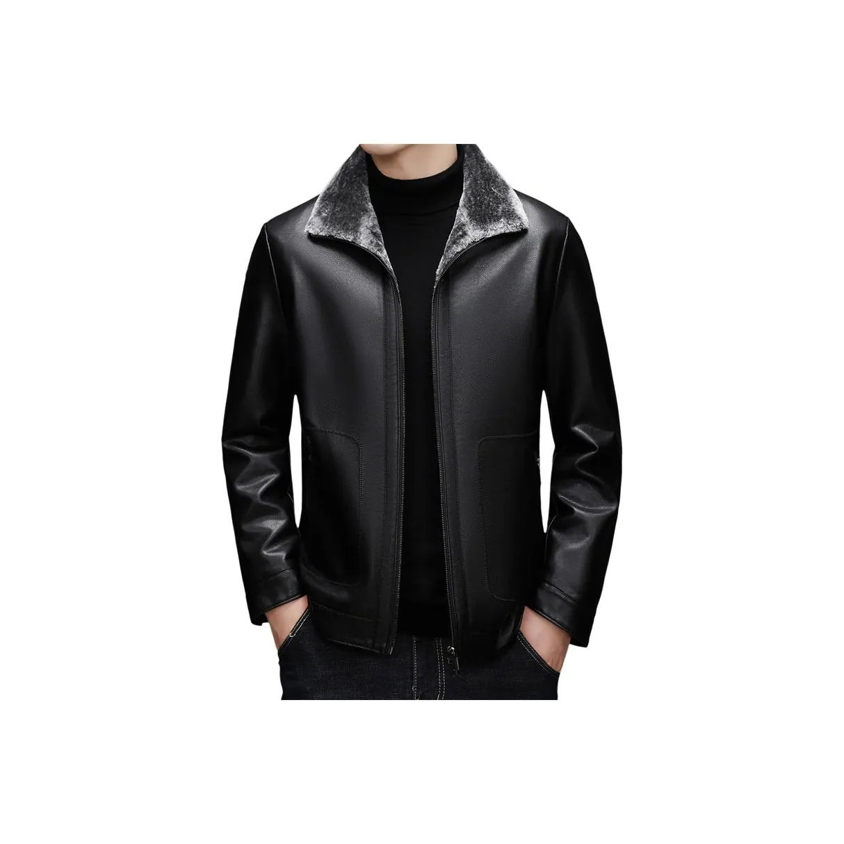 EMINU Черные Мужские Кожаные Куртки