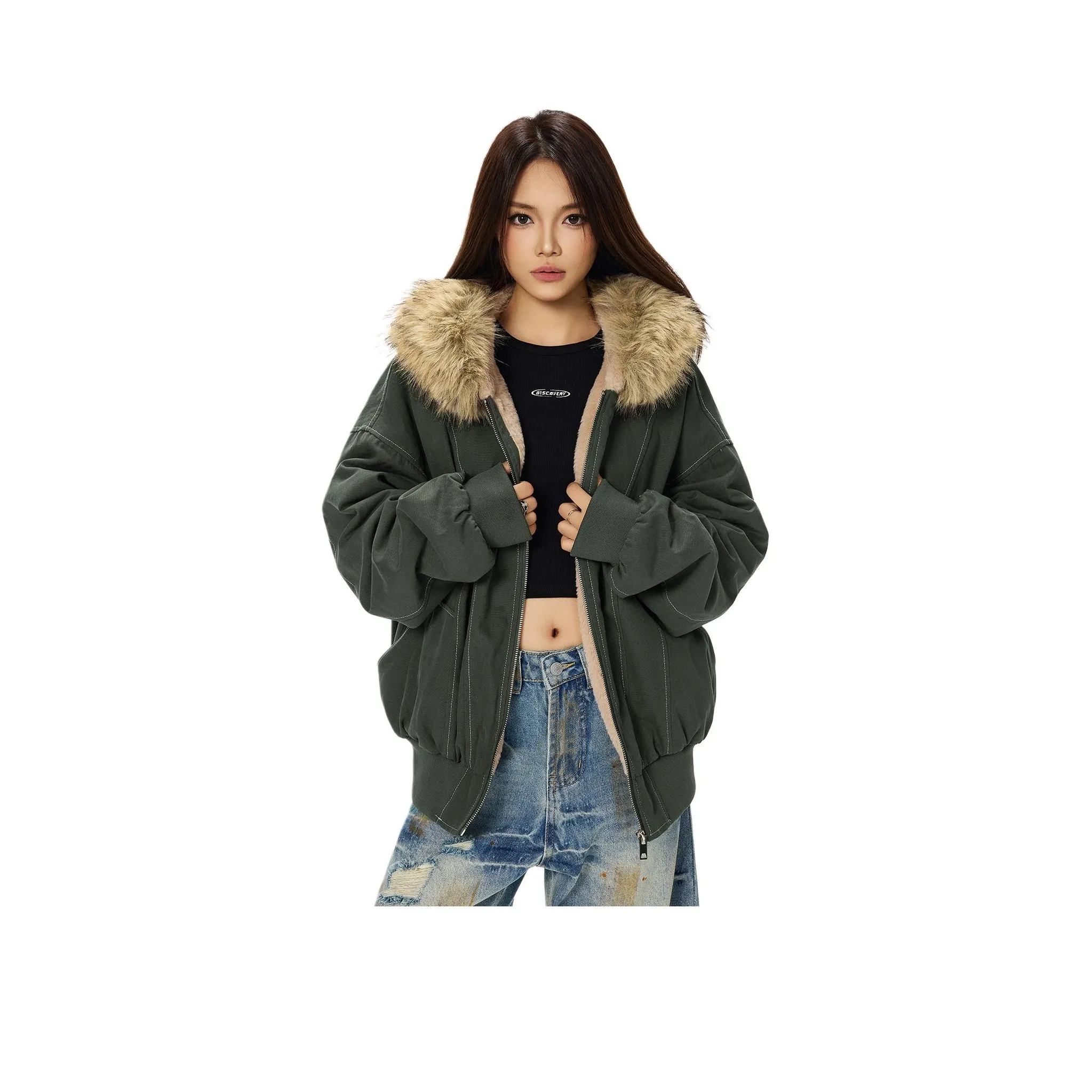 Wen Shan Зеленый Женский Пуховик