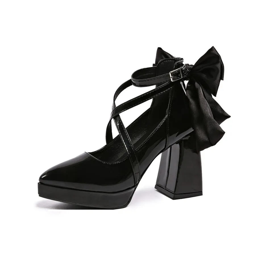 7 SEVFUN Urban CHIC Gothic Style Заостренный носок Bowknot Нишевый Classic Gross Grain каблук Высокие каблуки 10 см Женские