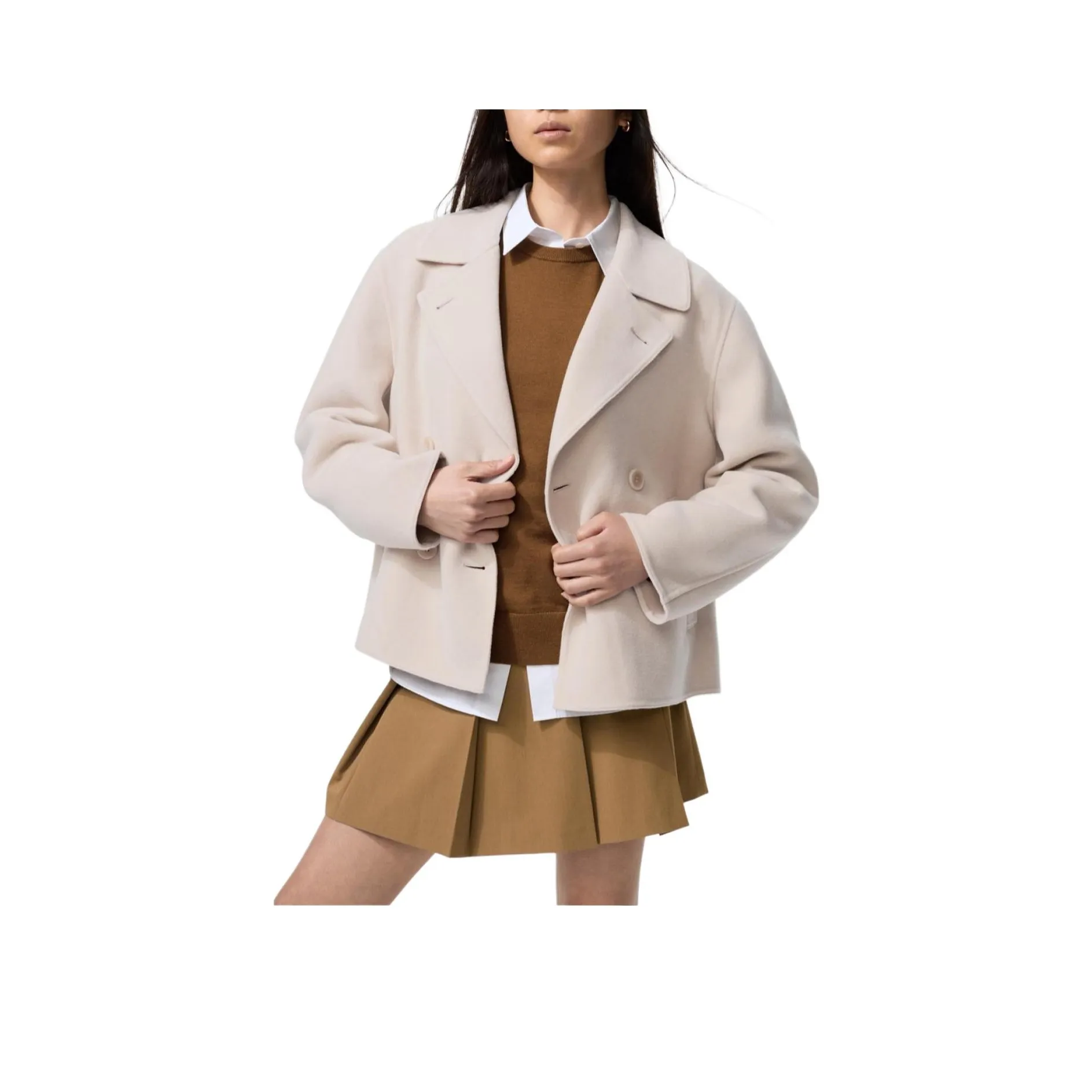 UNIQLO Light Beige Women's Coat UNIQLO Светлый Бежевый Женский Пальто