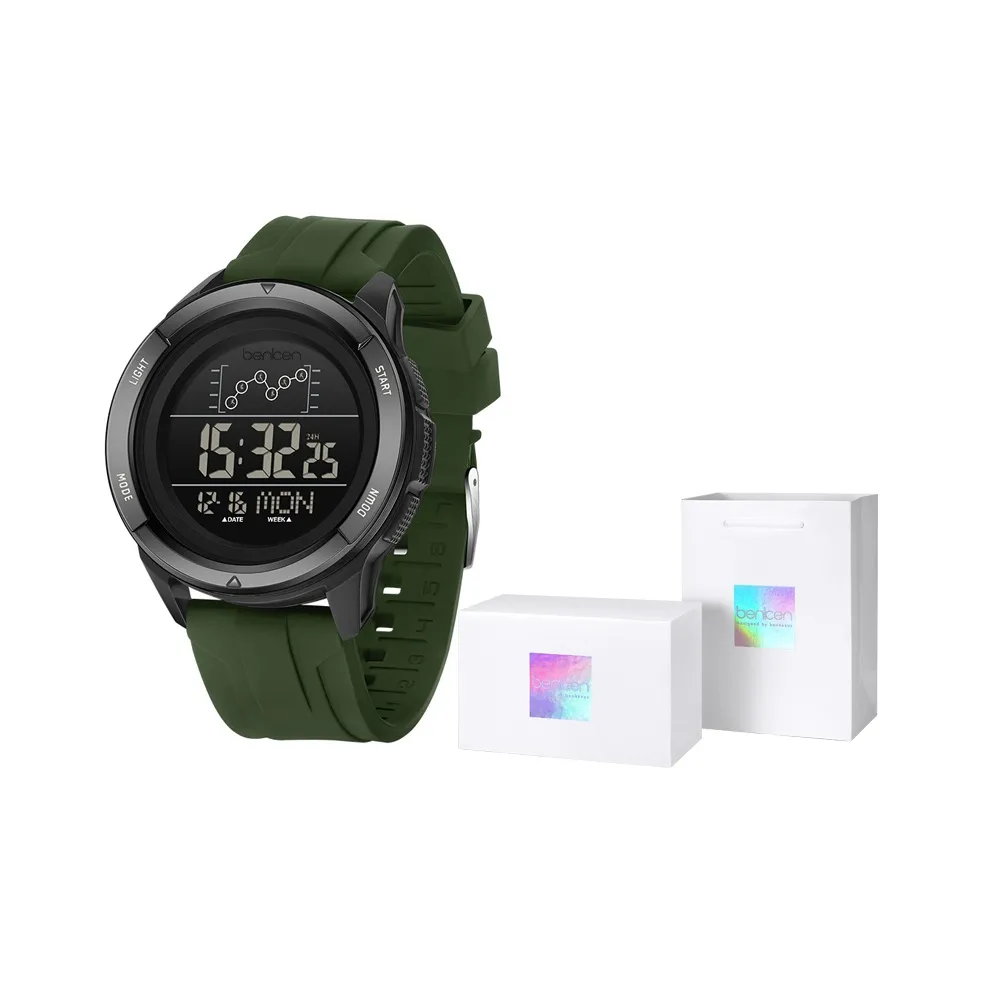 BENKEN Электронные Механические Часы Силиконовый Ремешок Мужские Часы Черный Циферблат
