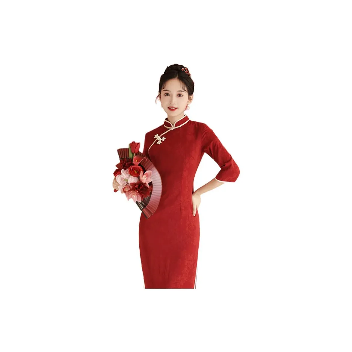 QIAOMONVHAI Длинное платье с длинными рукавами женское