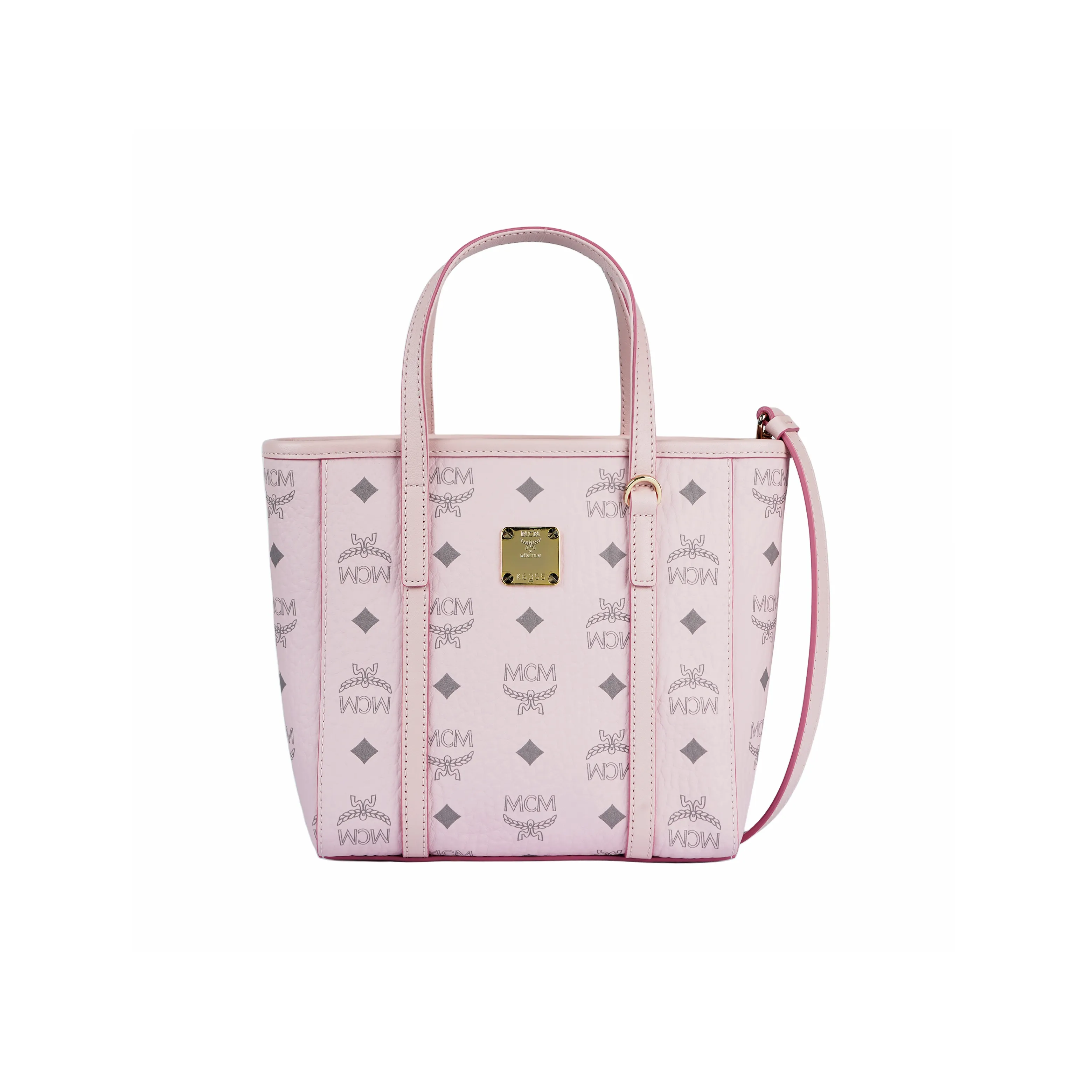 MCM Leather Basket Bag, Tote Bag, Shopping Bag, Crossbody Bag, Shoulder Bag, Handbag Mini Women's Light Mist Pink