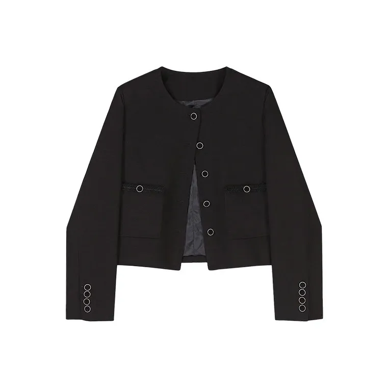 Devanro Черное Женское Короткое Пальто