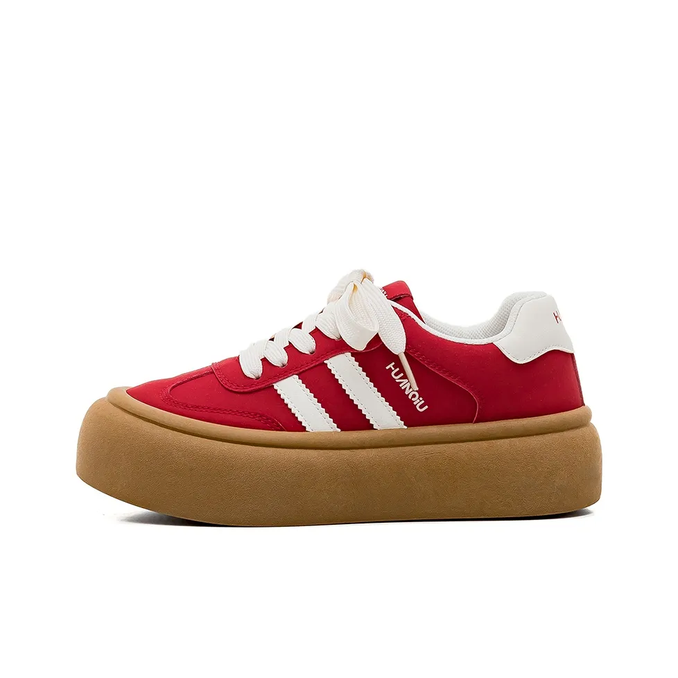 HUANQIU Износостойкий и Легкий Низкий Топ Повседневная Обувь Женская Красный Белый