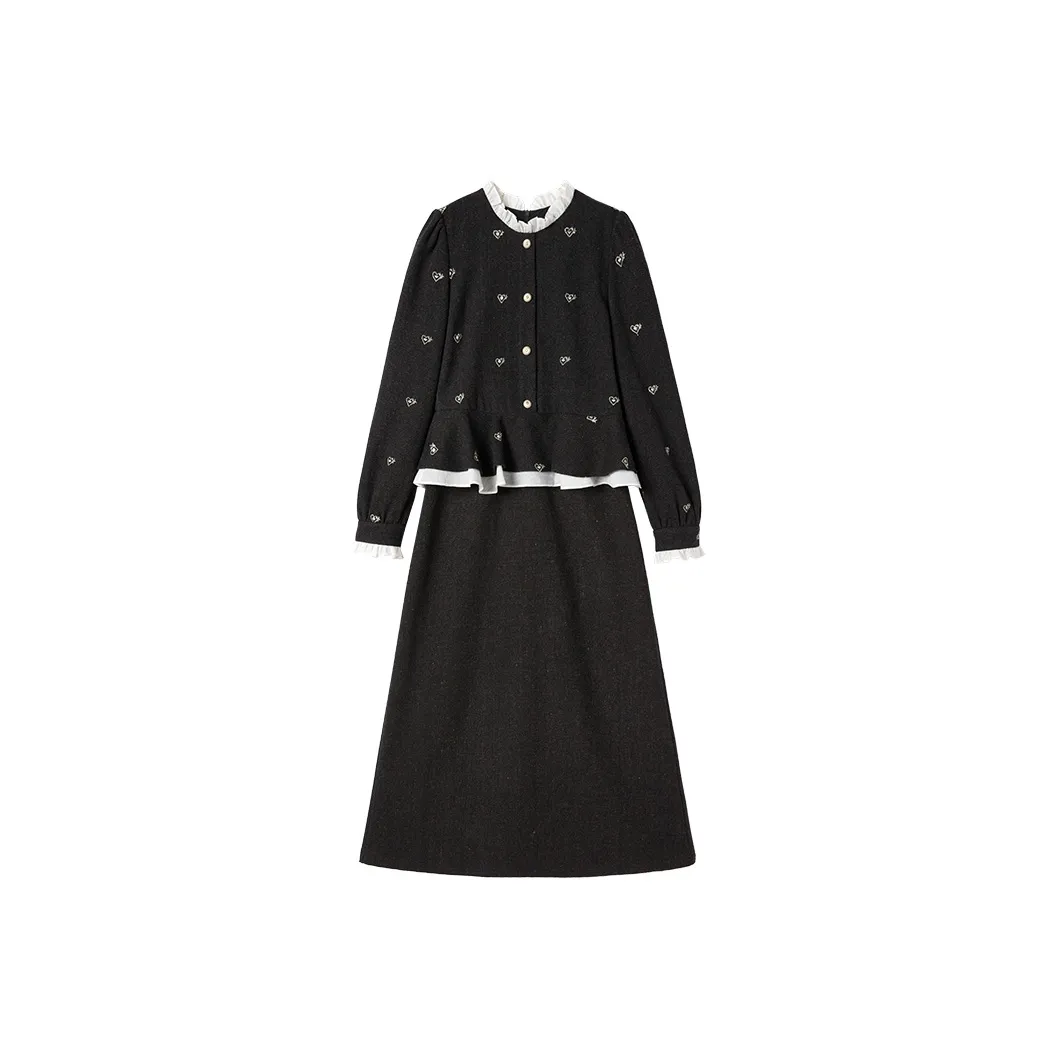 XIANGYING Длинное платье с длинными рукавами женское